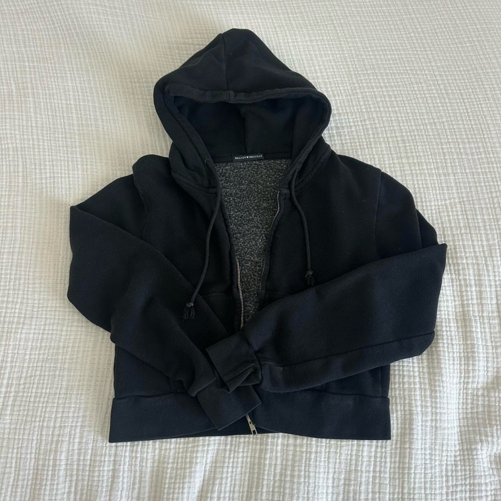 Brandy Melville Cropped Zip-Up Hoodie
